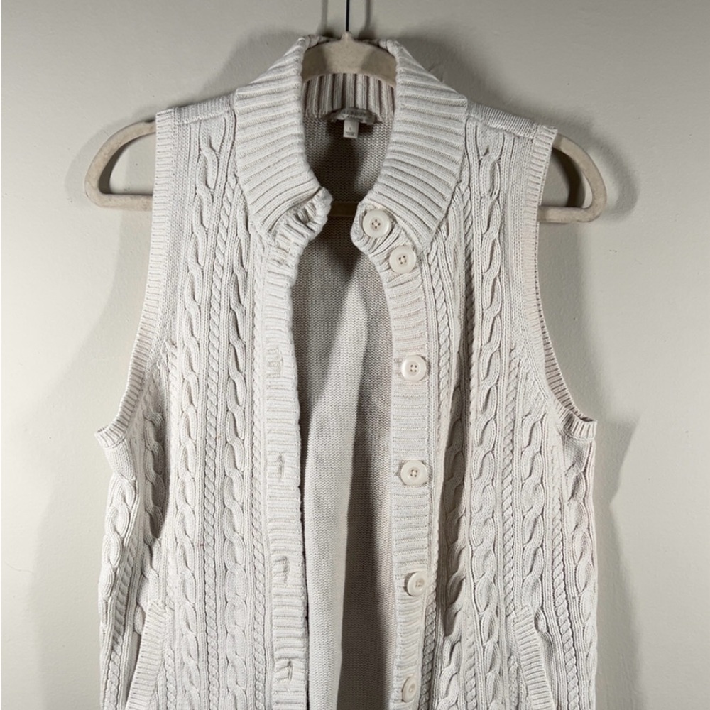 Talbots Cream Cable Knit Sweater Vest Large